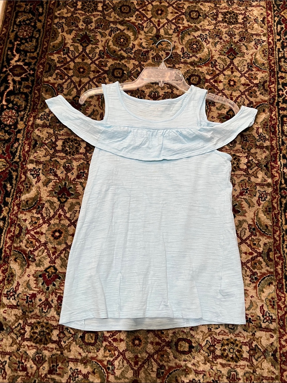 Dept. 222 Light Blue Ruffle Cold-Shoulder Tank Top Size Small